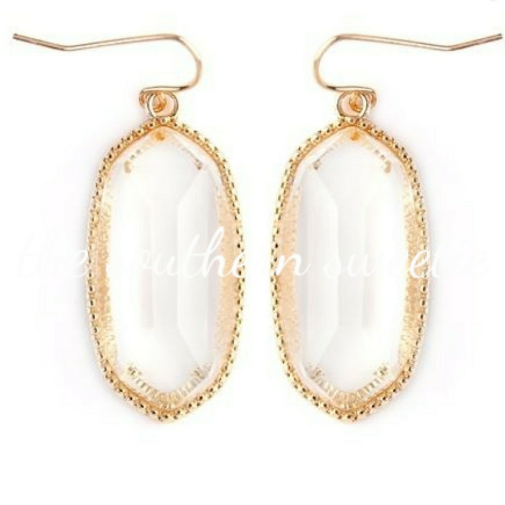 Clear oval drop earrings